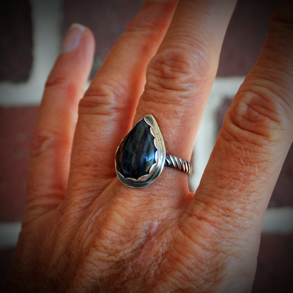 Tiger Iron and Sterling Silver Ring