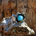 Larimar and Sterling Silver Flower Ring