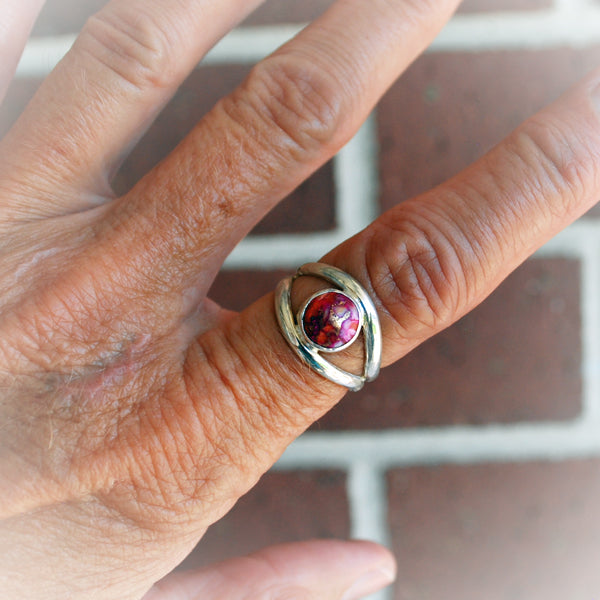 Mohave Pink Oyster and Sterling Silver Ring