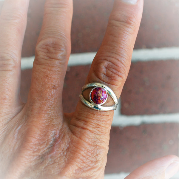 Mohave Pink Oyster and Sterling Silver Ring
