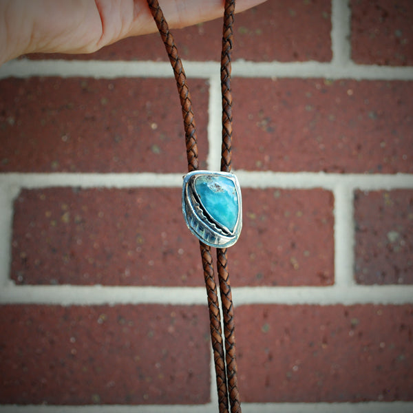 Larimar and Sterling Silver Bolo Tie